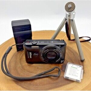 Nikon COOLPIX S6900 Compact Digital Camera Black 2 Batteries, Charger, Tripod